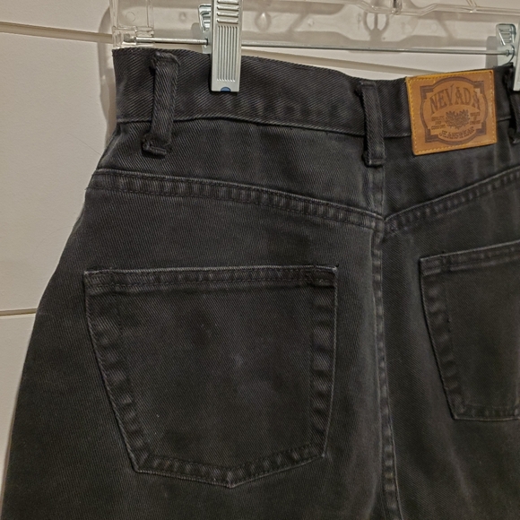 Vintage nevada sz 8 high waisted shorts black jean distressed grunge denim - Picture 11 of 16